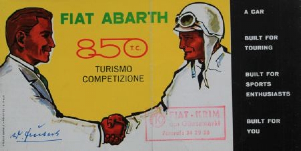 Abarth Fiat 850 T.C. Turismo Competizione Modellprogramm 1962 Automobilprospekt (2284)